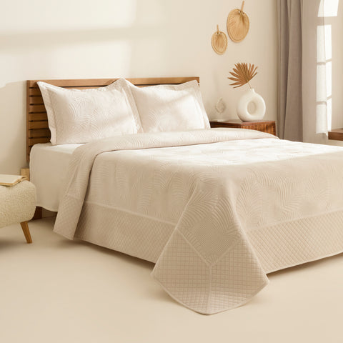 Karaca Lean Tagesdecke, Doppelbett, Ecru