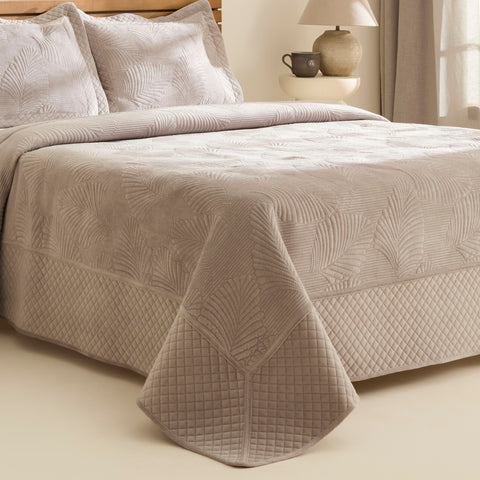 Karaca Lean Tagesdecken-Set, Doppelbett, Hellgrau