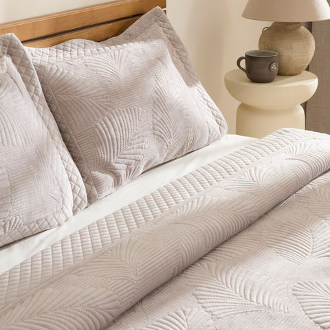 Karaca Lean Bedspread Set, Double, Light Grey