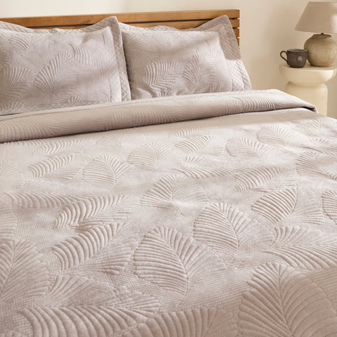 Karaca Lean Bedspread Set, Double, Light Grey