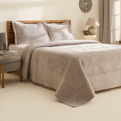 Karaca Lean Tagesdecken-Set, Doppelbett, Hellgrau