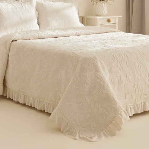 Karaca Audrey Tagesdecken-Set, Einzelbett, Ecru