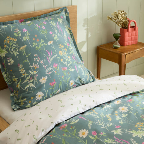 Karaca Evergreen Renforcé Bettwäsche-Set, Einzelbett, Grün