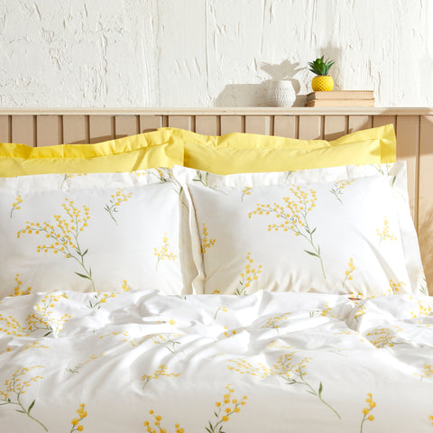 Karaca Loretta 100% Baumwolle Doppelbett Bettwäsche Set, Gelb