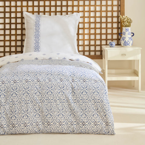 Karaca Marino Renforcé Duvet Cover Set, Single, Blue
