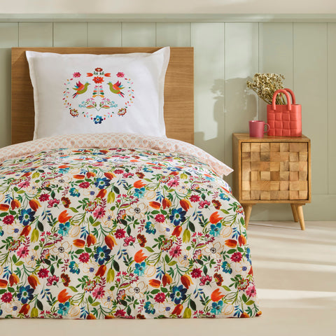 Karaca Parlin Renforcé Bettwäsche-Set, Einzelbett, Fuchsia