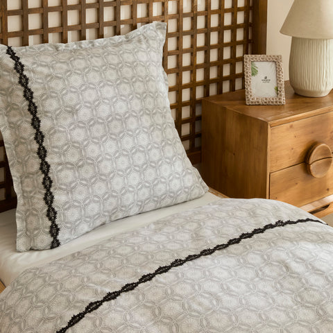 Karaca Rodeni Percale Duvet Cover Set, Black