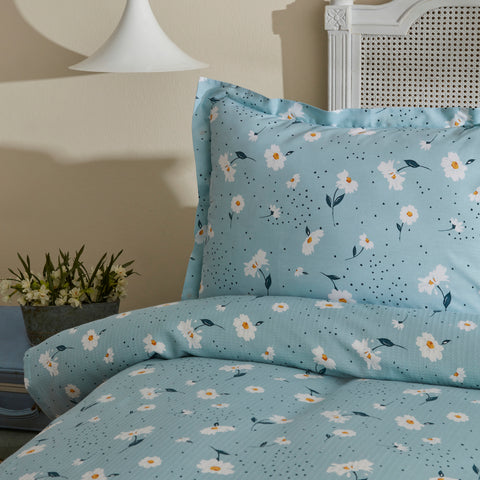 Karaca Daisy 100% Baumwolle Doppelbett Deckenbezug Set, Mint