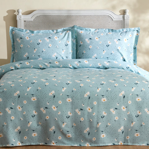 Karaca Daisy 100% Baumwolle Doppelbett Deckenbezug Set, Mint