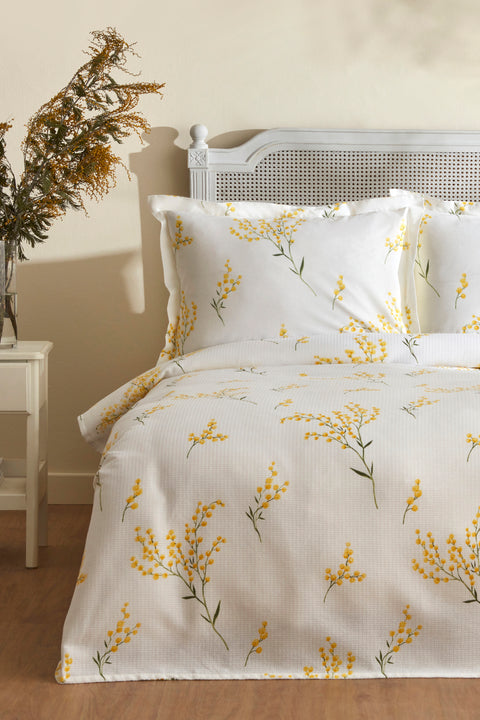 Karaca Loretta 100% Cotton Double Bed Bedspread Set, Yellow
  