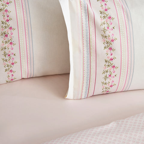 Karaca Glen Single Duvet Set, 100% Cotton, Pink
 