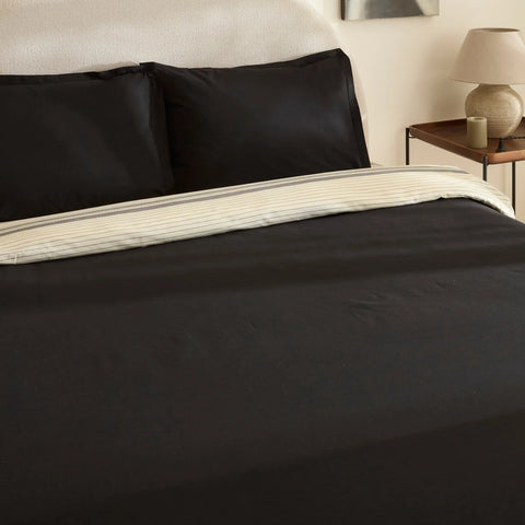 Karaca Marta 100% Turkish Cotton Duvet Cover Set, Double, Black