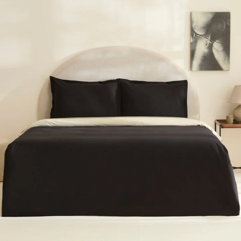 Karaca Marta Bettbezug-Set aus 100 % türkischer Baumwolle, Doppelbett, Schwarz