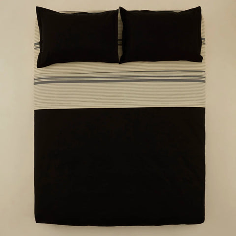 Karaca Marta 100% Turkish Cotton Duvet Cover Set, Double, Black
