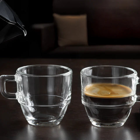 RCR Caffè 6-Piece Glass Moka Espresso Cup Set for 6 People, 120 ml, Clear