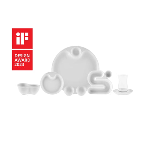 Karaca Streamline Salsa Fine Bone 6 Kişilik Kahvaltı Takımı ve Sunum Seti, 26 Parça