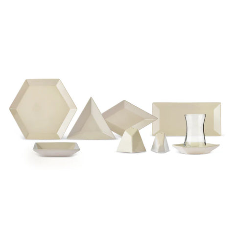 Karaca Forever Bone Puzzle, Frühstücksset 32-teilig für 6 Personen