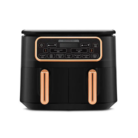 Karaca Air Pro Cook Duo XXXL Heißluftfritteuse 8 L für Hausmannskost, Black Copper