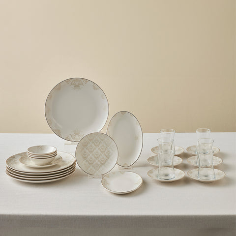 Karaca Bone China Siena 6 Kişilik 20 Parça Yemek Takımı, Beyaz