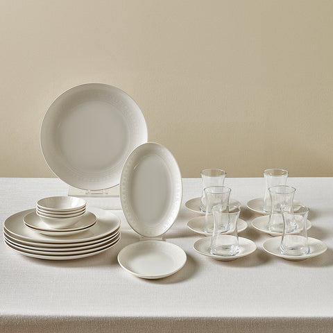 Karaca Artiste Bone China 6 Kişilik 20 Parça Yemek Takımı, Beyaz