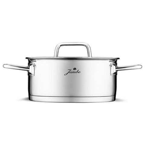 Jumbo Assos 3-teiliges Edelstahl-Topfset mit Glasdeckeln – 6-teilig
