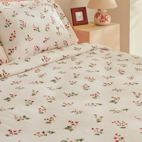 Karaca Silvie 100% Baumwolle Tagesdecke Set, Rot