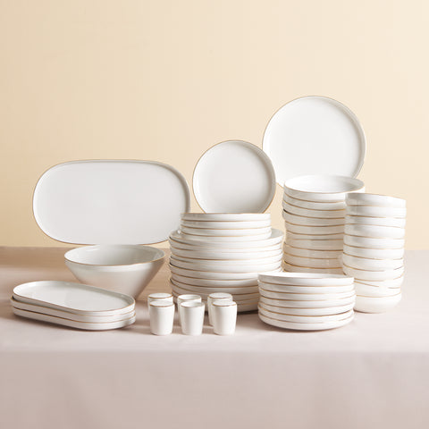 Karaca Stream Bone New Saturn 59-Piece 12-Person Dinner Set Gold