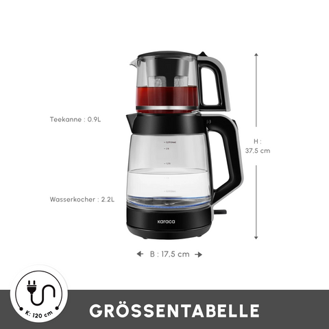 Karaca Glass Tea XL 2 in 1 Glas-Teemaschine Space Gray