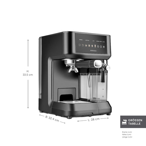 Karaca MyCaffe Barista S10 Automatische Espresso-, Latte- und Cappuccino-Maschine mit integriertem Milchbehälter – Matte Black