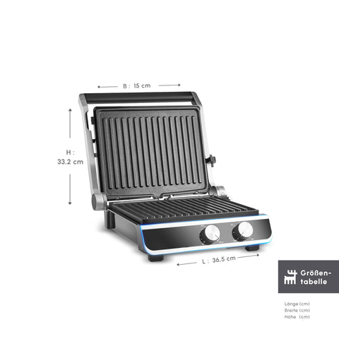Karaca Nova Grill Kontaktgrill & Sandwich-Toaster aus Edelstahl mit Timer, 2000W, Inox, Kapazität für 6 Toastscheiben