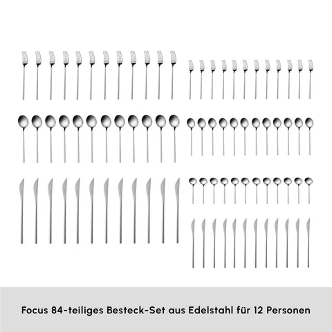 Karaca Focus 84-teiliges Besteckset für 12 Personen Mit Box