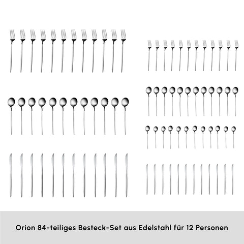 Karaca Orion Platinum 84-Piece Cutlery Set for 12 People

