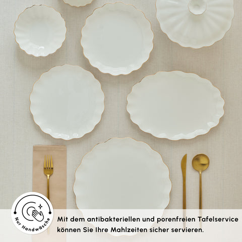 Karaca Fine Pearl Extra Shell 55-teiliges 12-Personen Geschirrset Gold