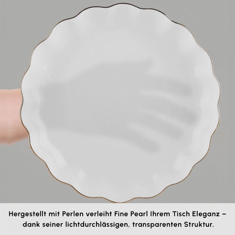Karaca Fine Pearl Extra Shell 55-teiliges 12-Personen Geschirrset Gold