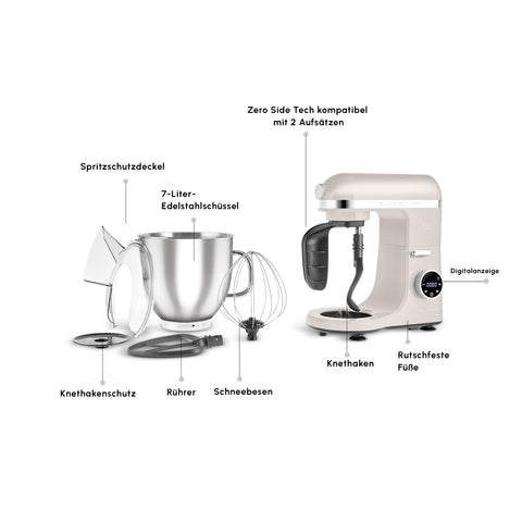 Karaca Mastermaid Chef Ultra D2000W Stand Mixer with Digital Display Starlight 7L