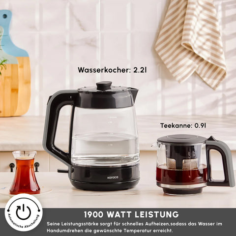 Karaca Glass Tea XL 2 in 1 Glas-Teemaschine Space Gray