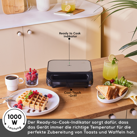 Sandwich- und Waffelmaschine mit 1000W