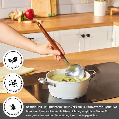 Karaca Swiss Crystal Almond Cream Handle Casserole 20 cm 