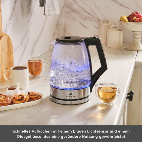 Karaca Glacia Glass Kettle, 2200W, 1.8L, Clear