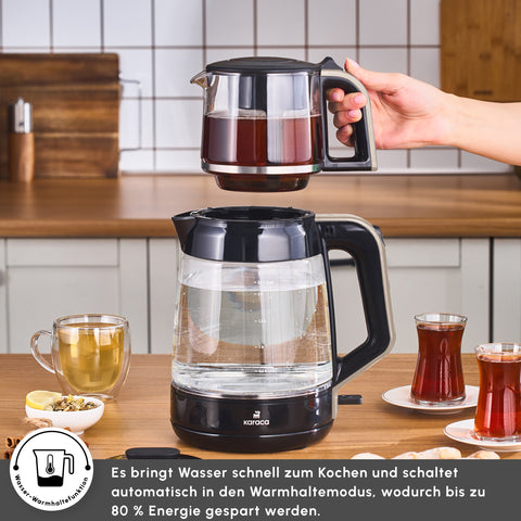 Karaca Glass Tea XL 2in1 Cam Çay Makinesi ve Kettle Krem
 