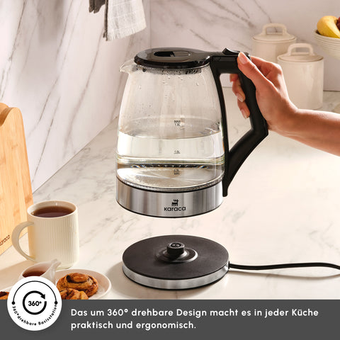 Karaca Glacia Glass Kettle, 2200W, 1.8L, Clear