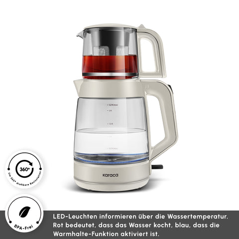 Karaca Glass Tea XL 2in1 Glass Tea Maker and Kettle Starlight