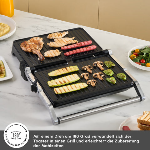 Karaca Inox Toastmate Grill 6 Slice Capacity Time Adjustable Cast Iron Plate Grill and Toaster 2000W
 