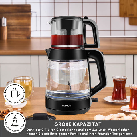 Karaca Glass Tea XL 2 in1 Cam Çay Makinesi Space Gray