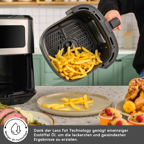 Karaca Multifry Inox XXL 7 Liter Airfryer mit digitalem Glasfenster