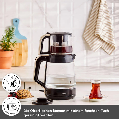 Karaca Glass Tea XL 2in1 Cam Çay Makinesi ve Kettle Krem
 