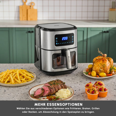 Karaca Multifry Inox XXL 7 Liter Airfryer mit digitalem Glasfenster