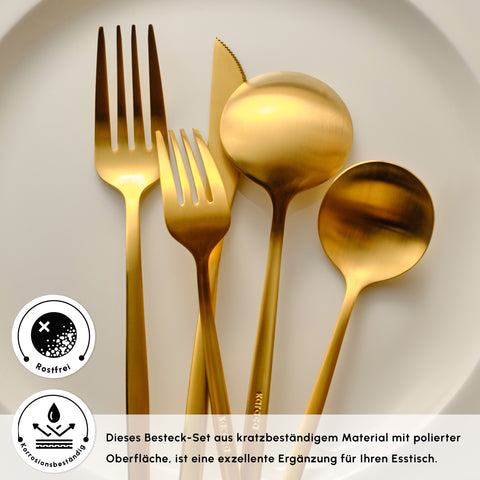 Karaca Orion Matte Gold 30 Piece Cutlery Set for 6 Person