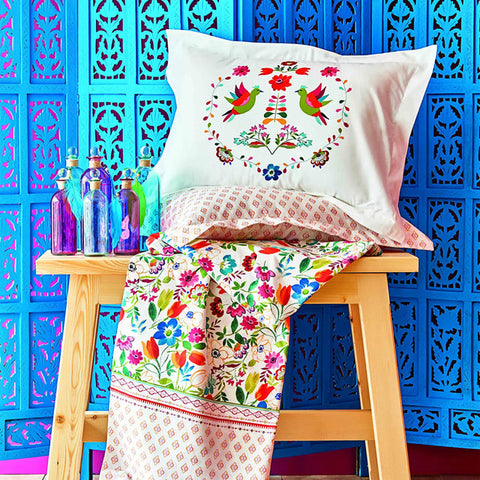 Karaca Parlin Bettwäsche-Set aus 100 % türkischer Baumwolle, Doppelbett, Fuchsia