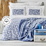 Karaca Celerina 100% Turkish Cotton Duvet Cover Set, Double, Blue